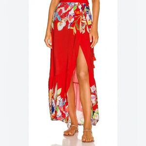 Revolve Maaji Skirt Autumn Convertible Skirt Iris Borders Sz M $84 Red Sarong